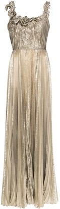 Oscar de la Renta Metallic Fern embroidered gown