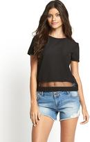 Thumbnail for your product : Fashion Union Mesh Panel Boxy Top