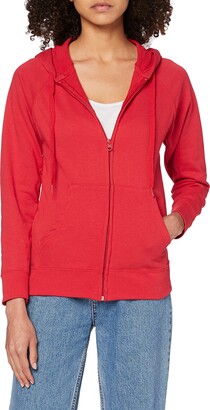 Fruit of the Loom Ladies Fitted Lightweight Hooded Sweatshirts Jacket/Zoodie (240 GSM) (M) (Red)
