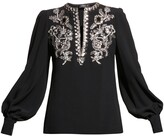Thumbnail for your product : Andrew Gn Jewel-Embroidered Bishop-Sleeve Blouse