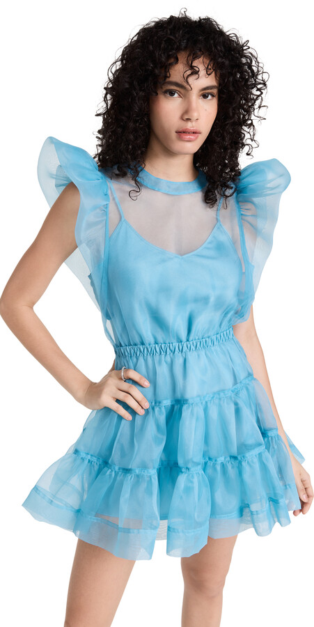 SIMKHAI Monique Organza Ruffle Sleeve Mini Dress - ShopStyle