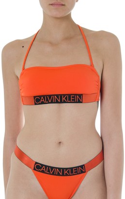 Calvin Klein Orange Top Bikini With Logo - ShopStyle Two Piece Swimsuits