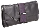 Thumbnail for your product : Sondra Roberts purple leather magnetic closure chain strap clutch
