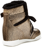 Thumbnail for your product : Marc by Marc Jacobs Metallic Leather & Faux Shearling Hidden Wedge Sneaker