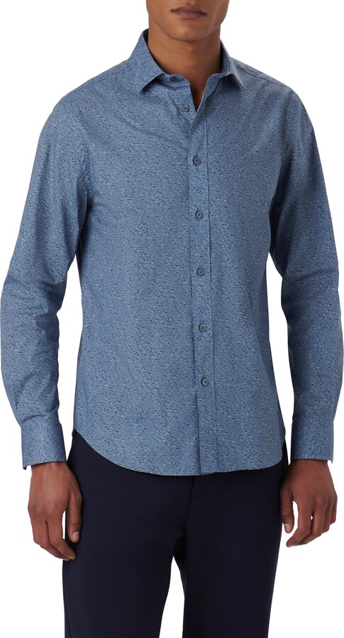 Bugatchi Axel Stria Print Stretch Cotton Button-Up Shirt
