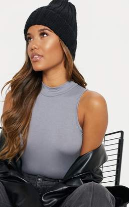 PrettyLittleThing Space Grey High Neck Sleeveless Top