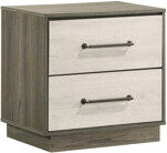 Latitude Run 2 Beige & Brown Nightstand - Modern Style For Bedroom Decor 2 Drawers Neat Storage