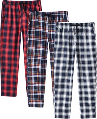 JINSHI Men's Pyjamas Bottom Pants Classic Plaid Sleepwear Loungewear Pure  Cotton House Lounge Sleep Pants Checked 3-Pack Size S - ShopStyle
