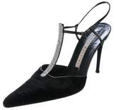 Thumbnail for your product : Diego Dolcini Velvet T-Strap Sandals
