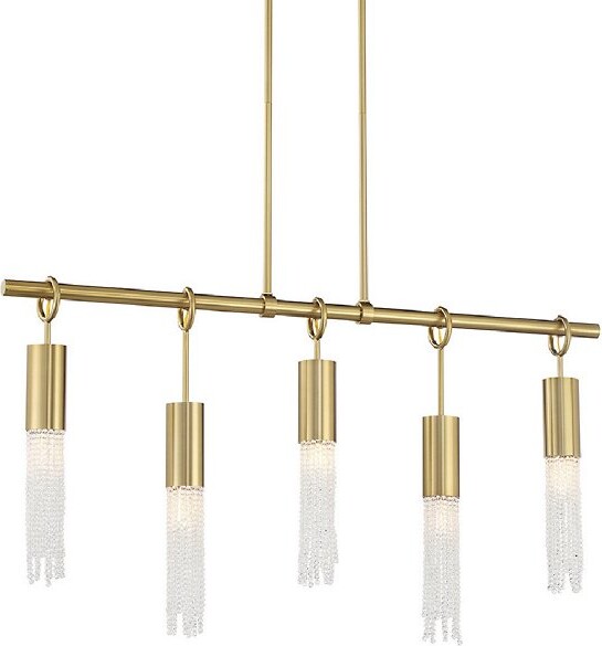Savoy House Chelsea Linear Chandelier in Brass, Size: 5 light