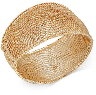 Thalia Sodi Gold-Tone Textured Wide Hinged Bangle Bracelet, Created for Macy's