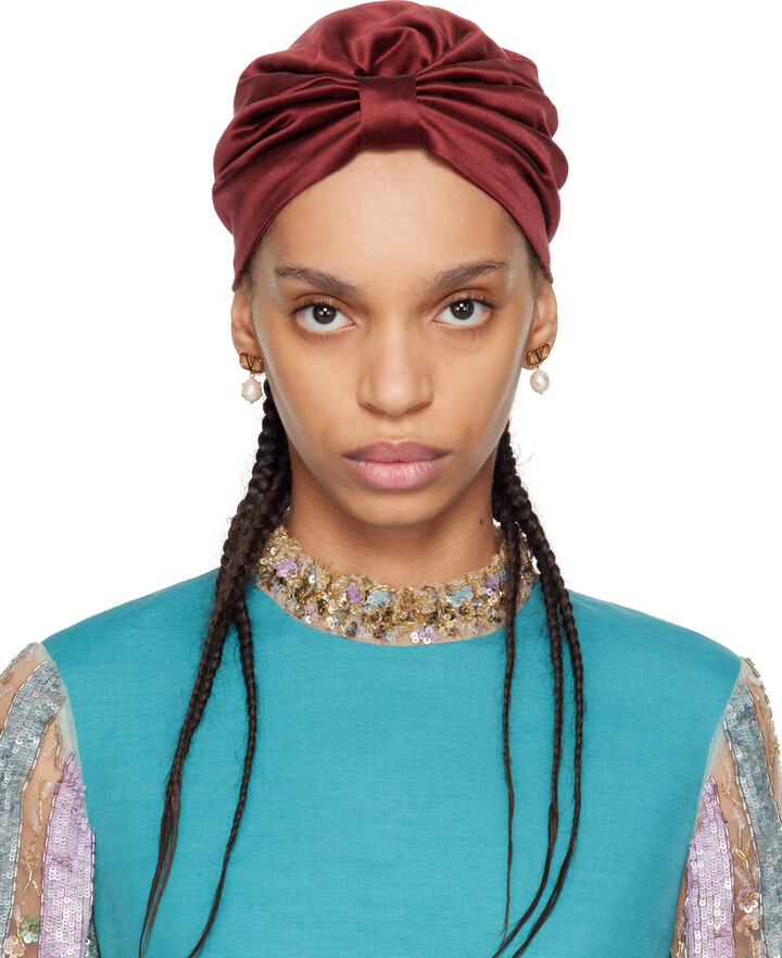 Valentino Garavani Red Silk Turban Headband