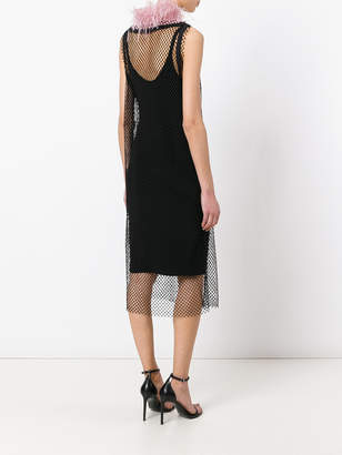No.21 mesh feather collar dress