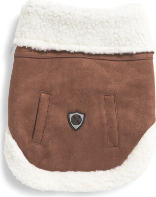 TJMAXX Aviator Pet Jacket, Polyester/Suede