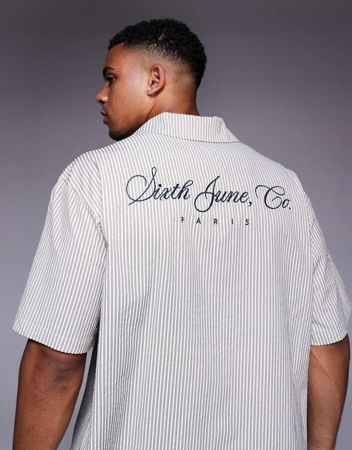 Sixth June shirt with back logo detail in blue stripe