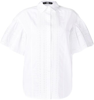 Karl Lagerfeld Paris Embroidered Poplin Shirt