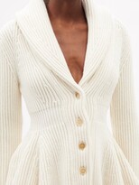 Thumbnail for your product : Alexander McQueen Peplum-hem Ribbed Wool Cardigan - Ivory