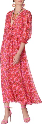 Carolina Herrera V-Neck Floral Silk Maxi Dress