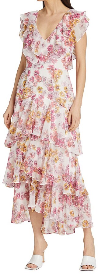 WAYF Floral Tiered Ruffle Midi-Dress - ShopStyle