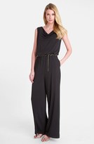 Thumbnail for your product : Tahari Drape Neck Belted Jersey Jumpsuit