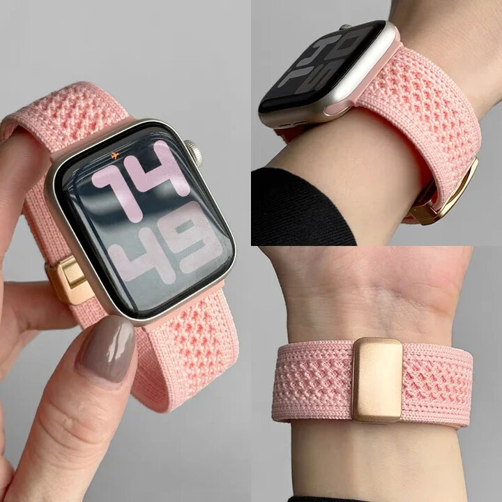 CAOWTAN Cartoon Braid Nylon Magnetic Buckle Strap For Apple Watch Series 10 42mm 46 41mm 40 Lovely Girl Band For iwatch 10 9 8 SE 6 5 4