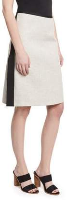 Narciso Rodriguez Striped Slit A-Line Skirt, Black