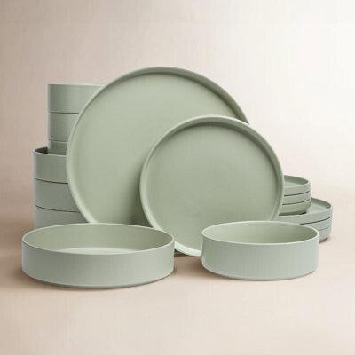 Over & Back over&back Stackable 16-Piece Semi Hand-Finished Stoneware Dinnerware Set
