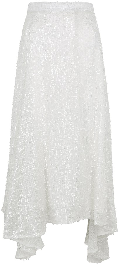 white sequin skirt