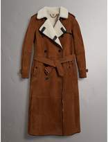 Thumbnail for your product : Burberry Raglan-sleeve Suede and Shearling Trench Coat