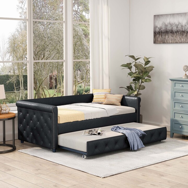 Daybed with Trundle Upholstered Tufted Sofa Bed ShopStyle