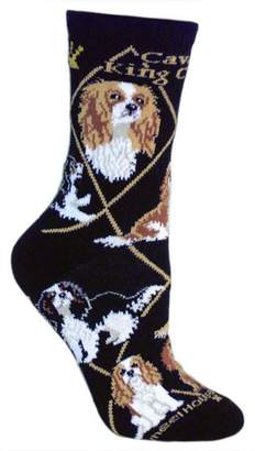 Breed Wheel House Designs Cavalier King Charles Spaniel Puppy Dog Animal Socks Made in USA (Large (Womens 11-13))