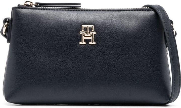 Tommy Hilfiger Emblem monogram-plaque Crossbody Bag - Black