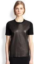 Thumbnail for your product : Michael Kors Leather-Front Short-Sleeve Sweater