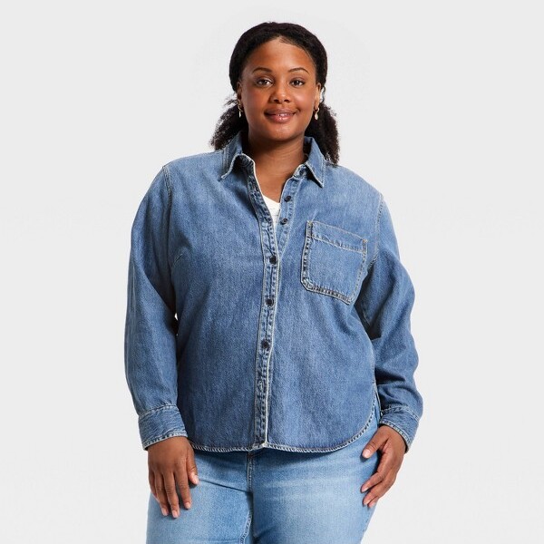 Universal Thread Women'sRelaxedDenimShirt-UniversalThread™MediumWash1X
