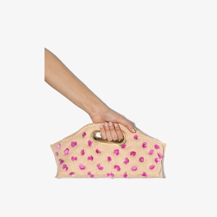 KHAORE Neutral Jute floral clutch bag - ShopStyle