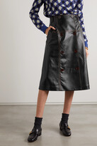 Thumbnail for your product : Wales Bonner Florence Topstitched Leather Skirt - Black
