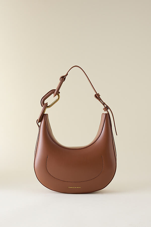 Charles & Keith Kora Metallic-Accent Moon Bag