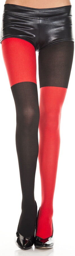 Music Legs Women’s Red and black mismatch pantyhose 37318-RED/BLACK