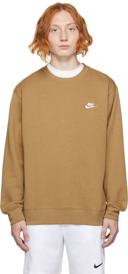 Nike Tan Fleece Sportswear Club Sweatshirt - ShopStyle