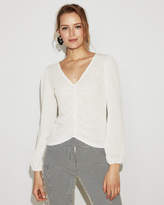 Thumbnail for your product : Express V-Neck Ruched Balloon Sleeve Blouse