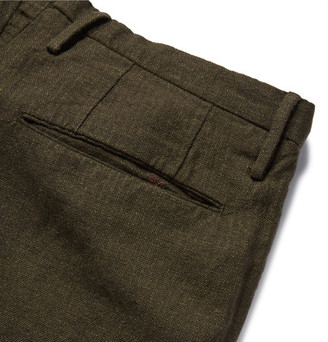 Incotex Slim-Fit Herringbone Wool and Linen-Blend Trousers