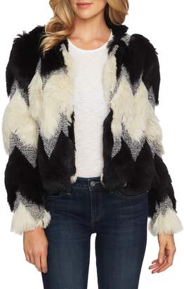 chevron faux fur jacket