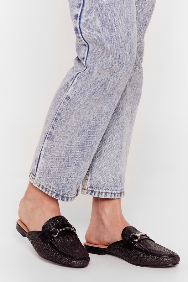 womens black flat mules