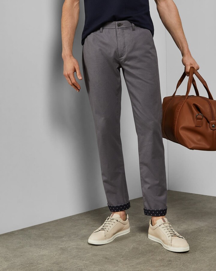 Ted Baker Dorlnt Slim-Fit Debonair Check Smart Pants-Grey