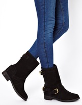 Thumbnail for your product : Dune Riffy Black Suede Biker Boots