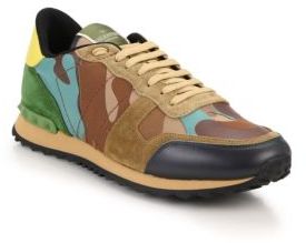 Valentino Rockrunner Camo Studded Sneakers