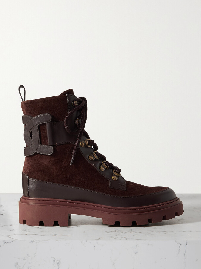 Tod's Kate Leather-trimmed Suede Ankle Boots - Brown