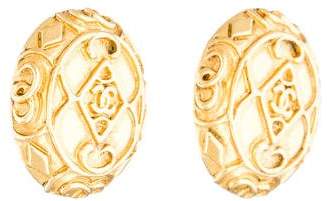Chanel Etched Scroll CC Clip-On Earrings