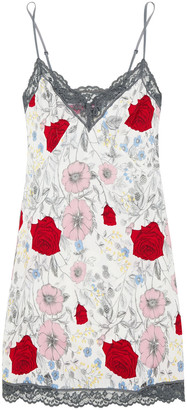 Cosabella Lace-trimmed Floral-print Twill Chemise