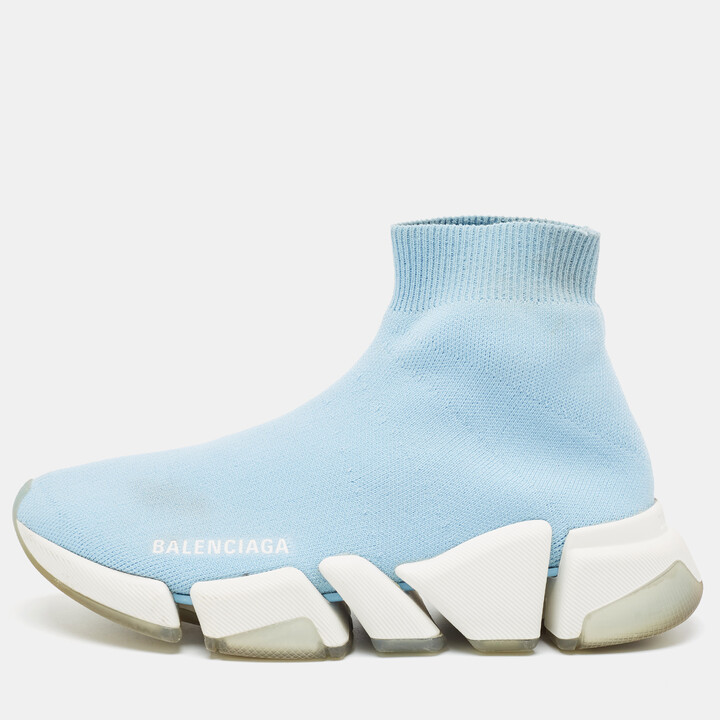 Balenciaga Blue Knit Fabric Speed 2.0 LT Sneakers Size 36